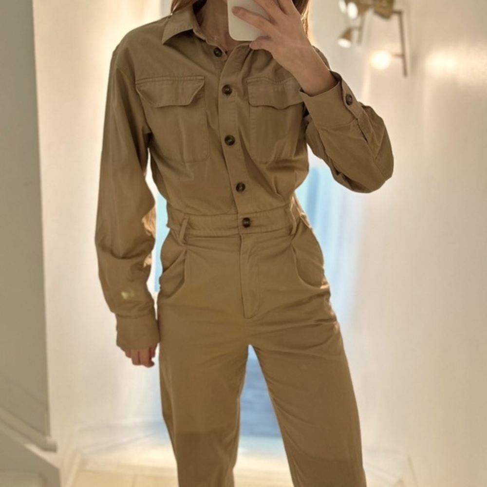 H&M Cargo Jumpsuit Straight Leg - Tan
